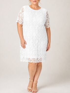 Avenue White Floral Lace Shift Mini Dress Plus Size 22/24 Bridal Shower Boho